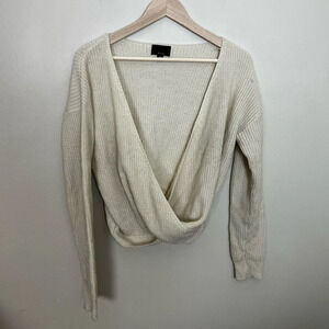 OLIA • Cream Knit Deep V-Neck Sweater